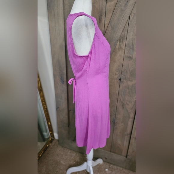 OLIVACEOUS ButtonFront Rayon A LineMini Sleeveless Mini Dress Purple.S NWOT - Picture 8 of 13